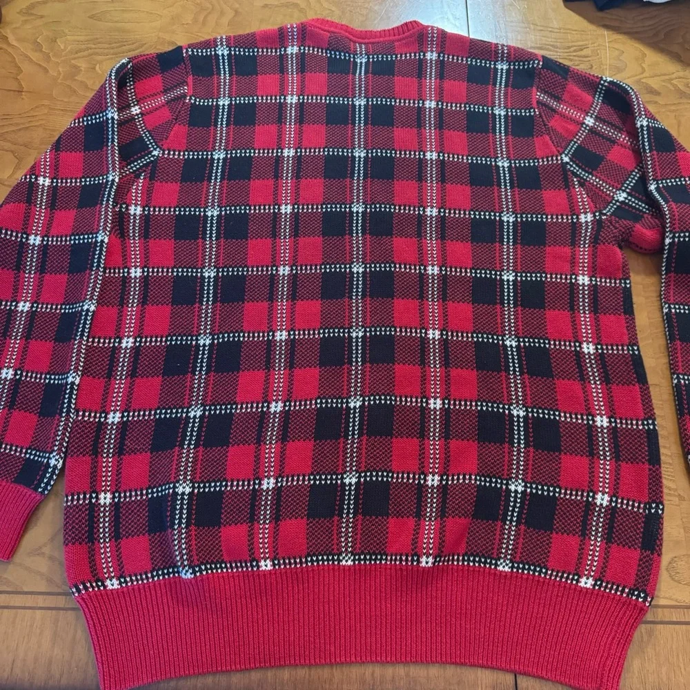 Saddlebred men’s sweater Large Tall‎ Red Plaid  Tall Long Sleeve